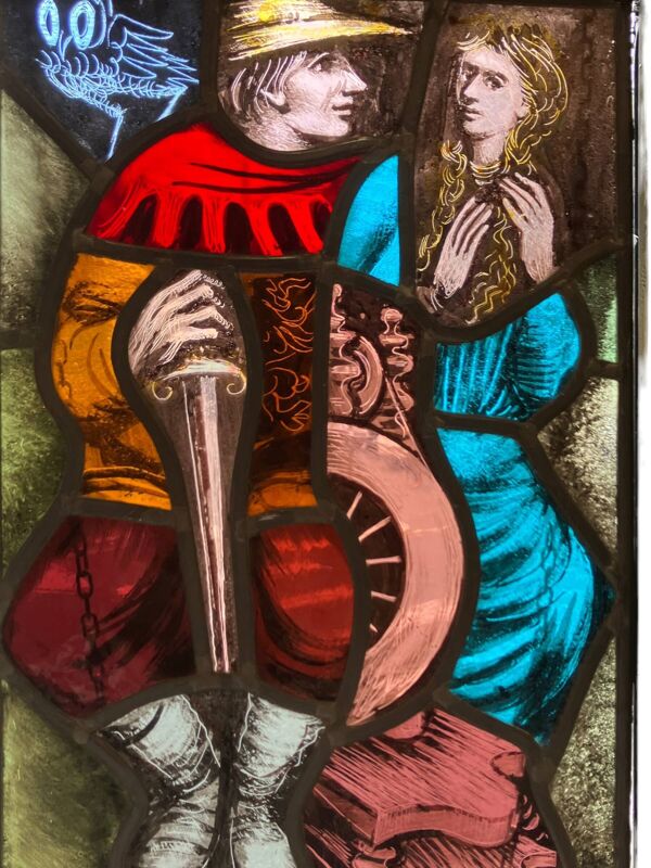 Vitrail à suspendre en verre polychrome
