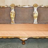 Three-piece bergère set in walnut, Chinoiserie style, from the 1920s, in need of restoration.