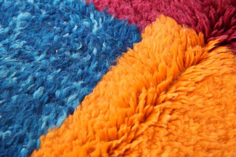 Handmade traditional Berber rug with colourful patterns, size 150/250cm.