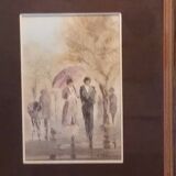 aquarelle signée Maurice Fillonneau (1930-2000) intitulée la Pluie