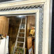 Miroir Napoléon III en bois laqué a double patine 120x186cm