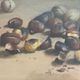Still life with pomegranates and walnuts Oil painting on canvas signed, 1967, Italy