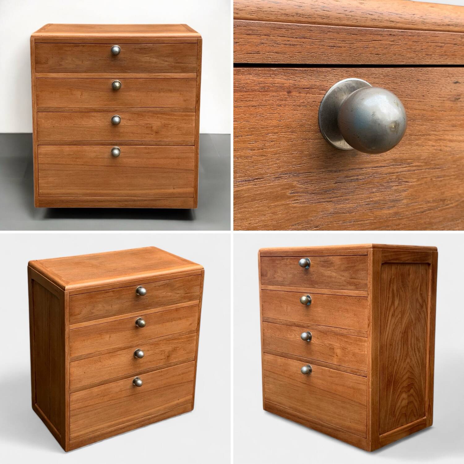 Vintage chest of drawers in solid raw wood from 1950