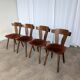 Vintage Tyrolean Dining Chairs: Set of 4, Red Fabric Seat, 1970s