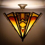 Amsterdam school Dutch Art Deco Stained Glass Chandelier Holland