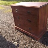 Commode 3 tiroirs noyer et laiton