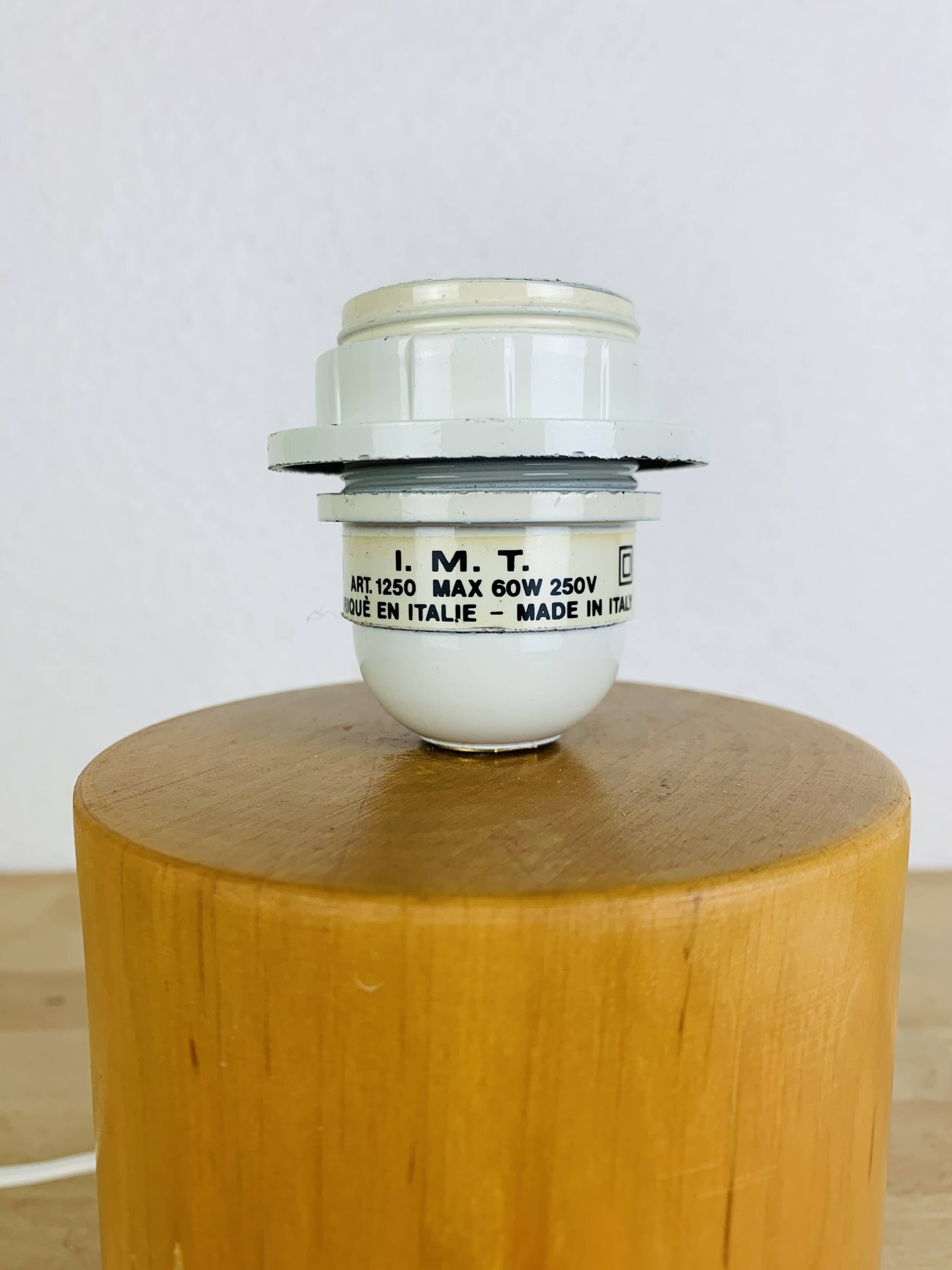 Vintage wooden cylinder lamp by IMT Italy, 1980s