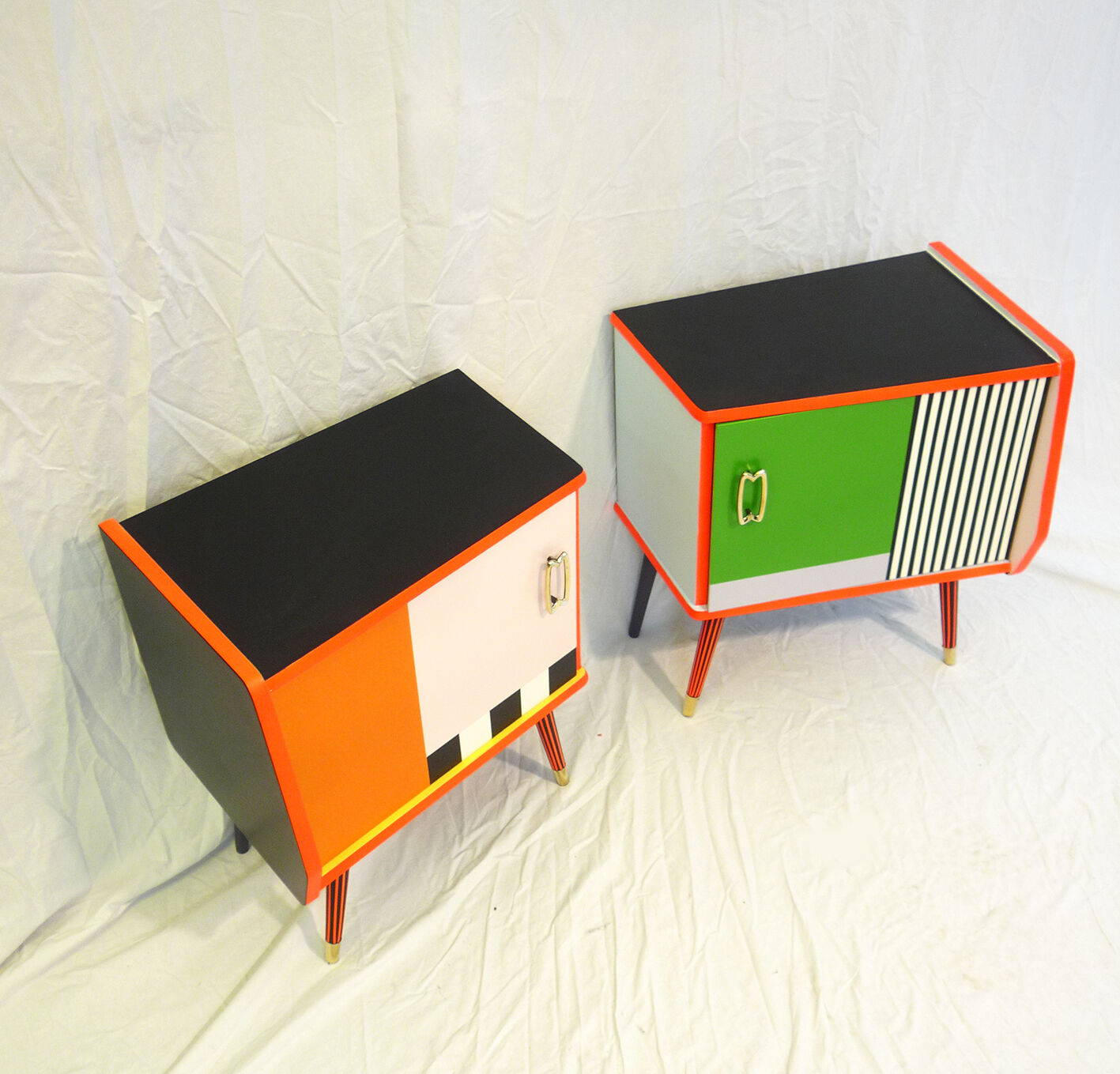 Pair of colorful bedside tables