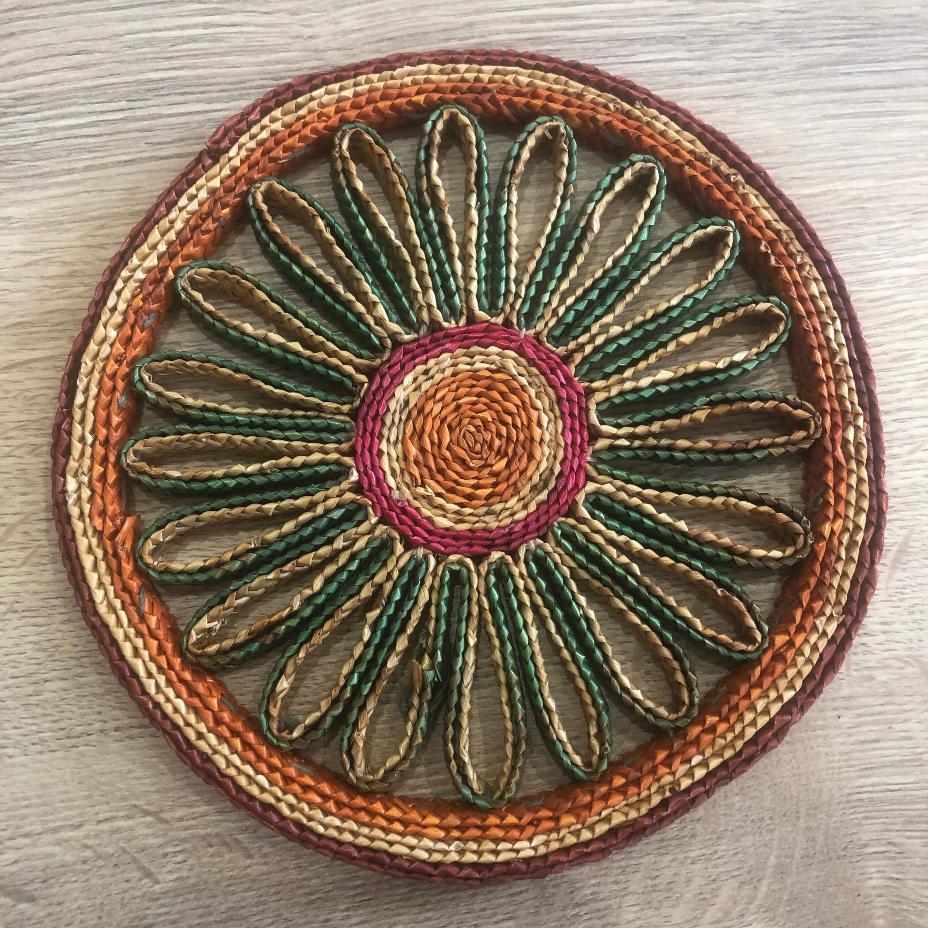 Set of 3 underwear of vintage braided straw dishes