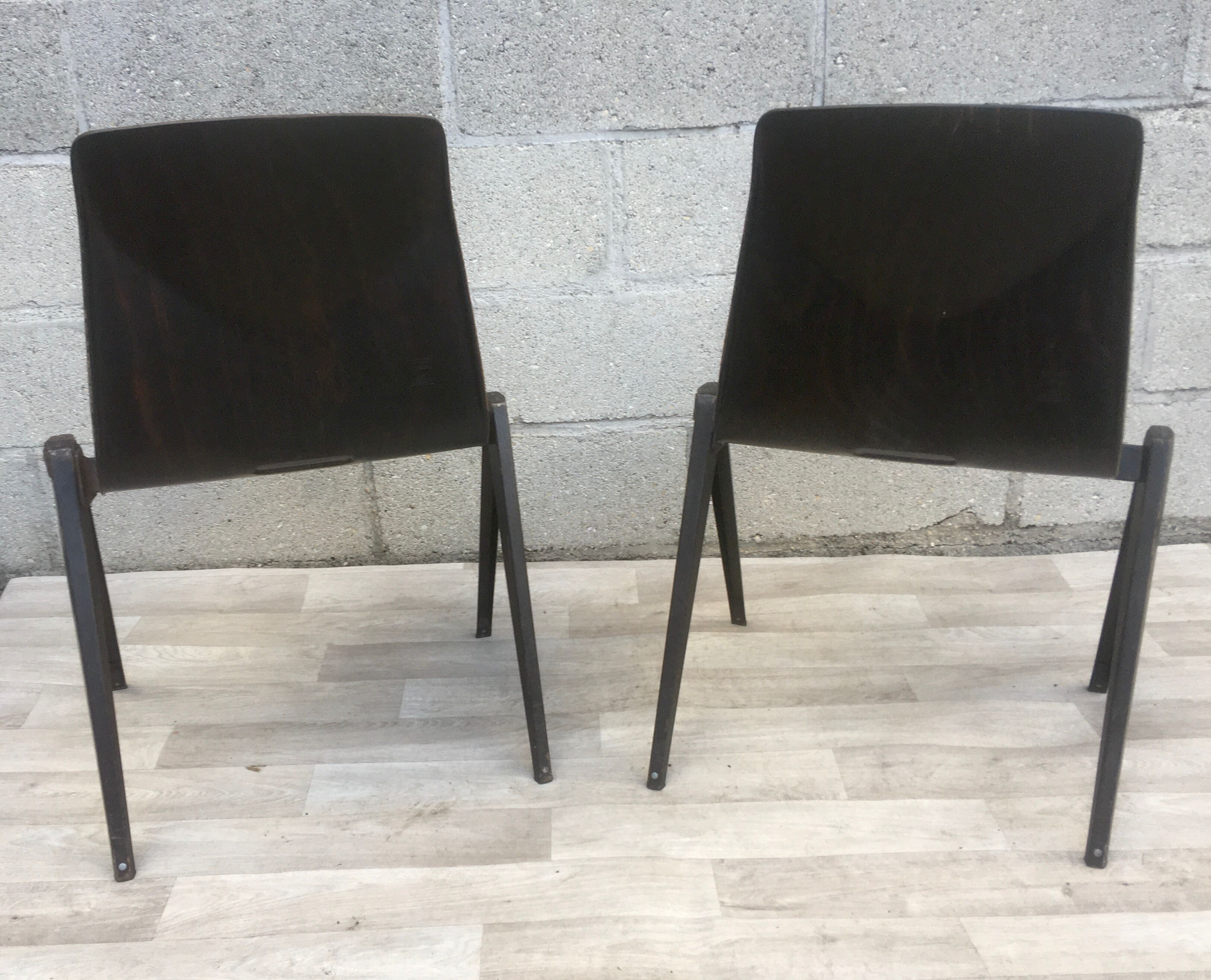 Pair of vintage chairs compass legs galvanitas s22