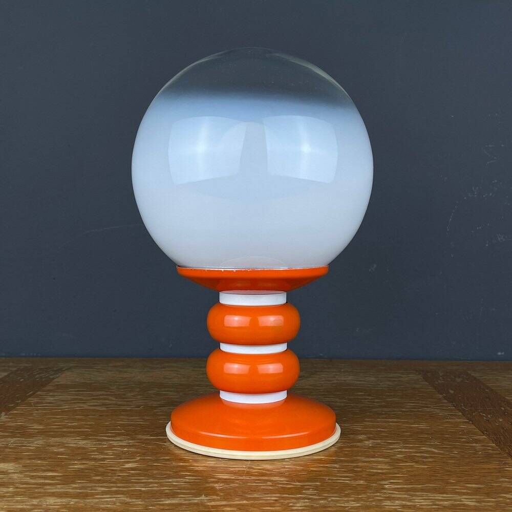 White opaline glass table lamp, Italy, 1970s