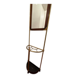 Antique brass coat rack with mirror – Vintage entrance hall wardrobe