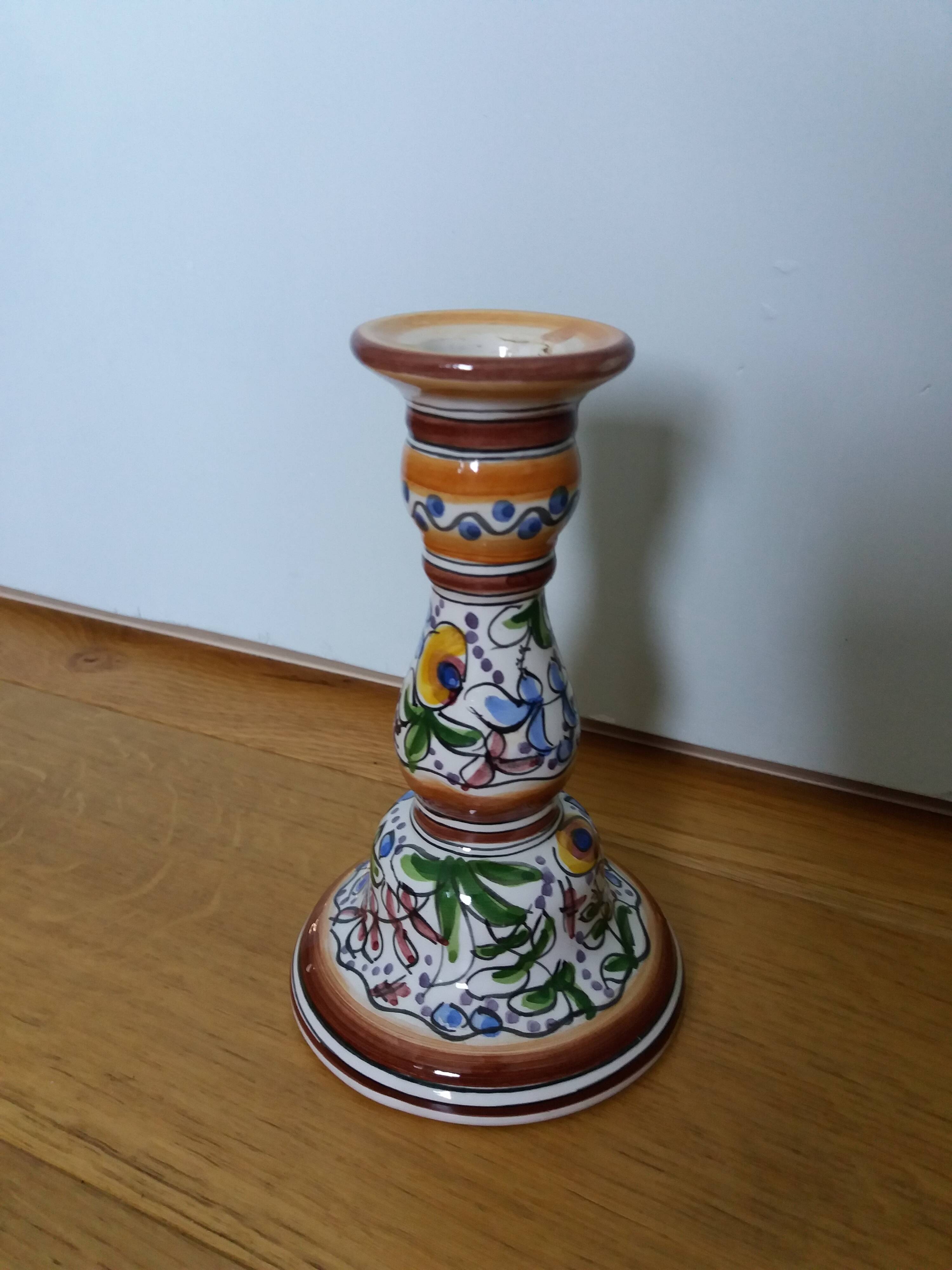 Hand painted Portugal Coimbra candle holder