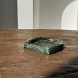 Cendrier en céramique vernissée turquoise et brune en forme de fer à cheval