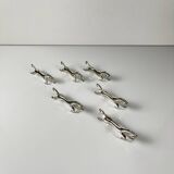 Set of 6 antique silver-plated horse-shaped knife holders