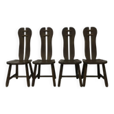 Set of 4 Belgian brutalist dining chairs from De Puydt, 1970s
