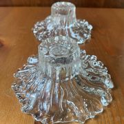Pair of vintage Scandinavian sunflower candlesticks from the 70s
