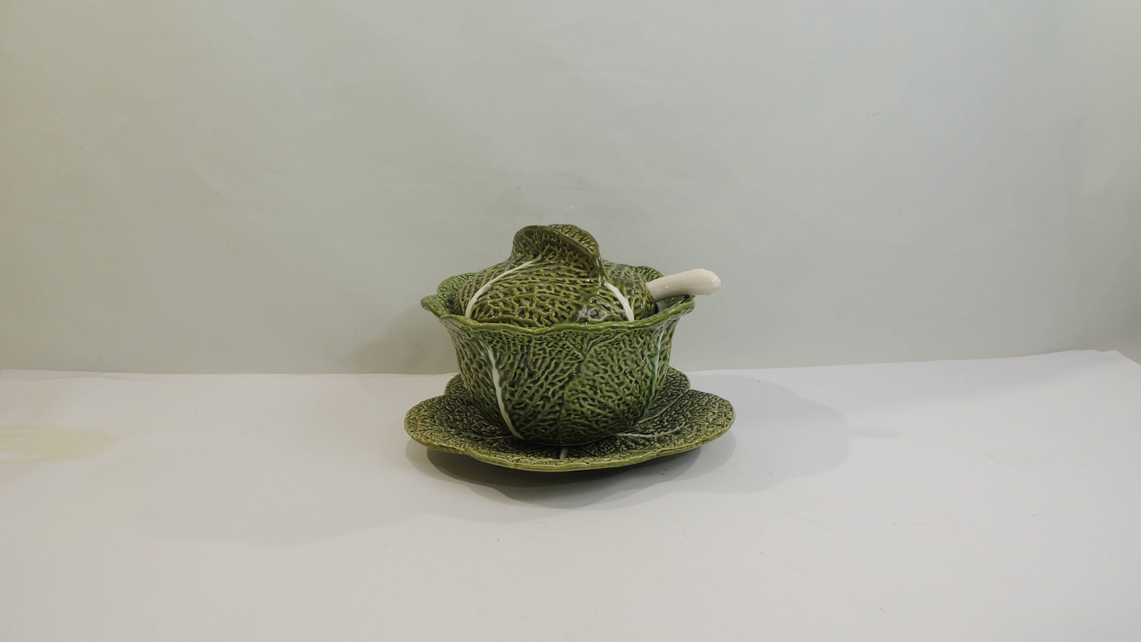 Vintage Cabbage-Shaped Tureen (Majolica/Barbotine)