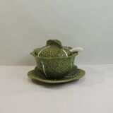Vintage Cabbage-Shaped Tureen (Majolica/Barbotine)