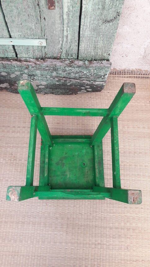 Green wooden stool