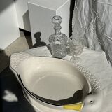 Small cylindrical glass whiskey decanter H:23