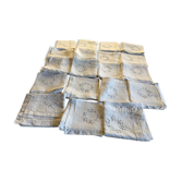 Table service with white handmade embroidery on linen canvas