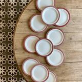 Set of 11 vintage dessert plates - Monaco red model by Salins