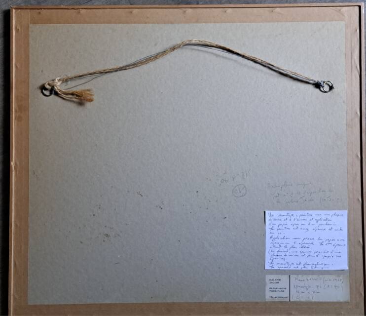 Surrealist and minimalist monotype painting signed by Pierre WASSEF - 1990