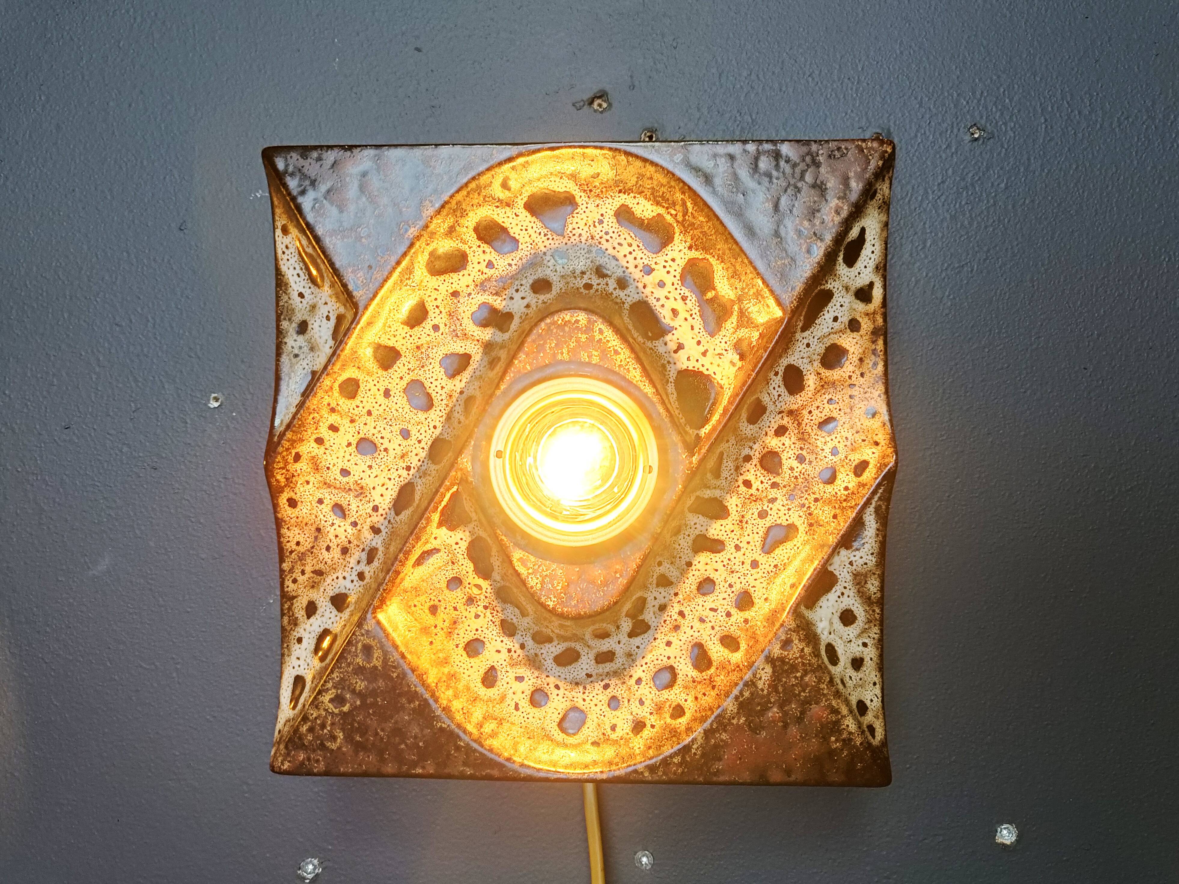 Pair of ceramic brutalist wall lamps by Pan Leuchten, 1960s