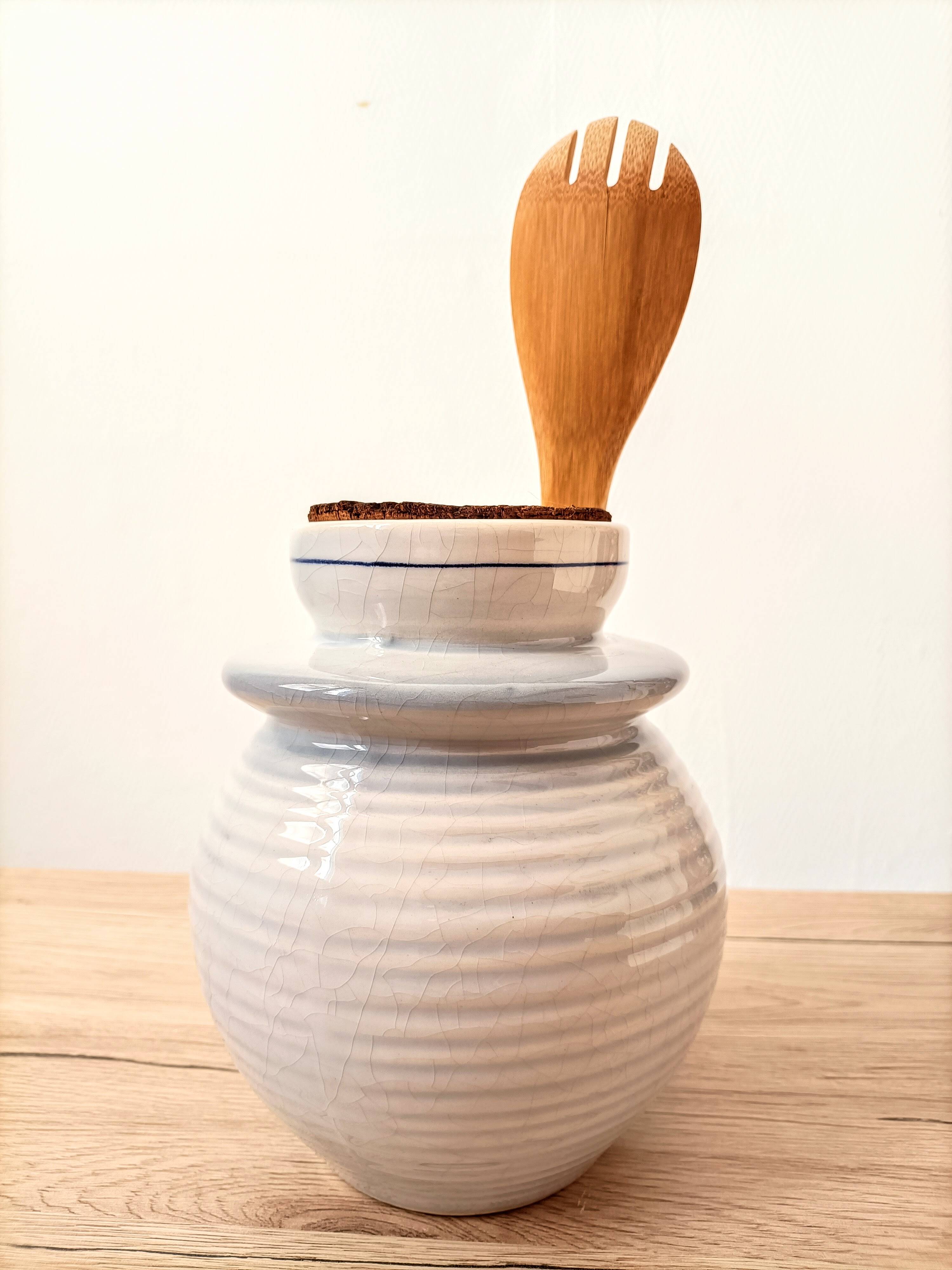 Saint Amand earthenware pickle or olive pot