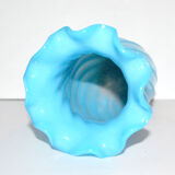 Vase ancien en opaline bleu turquoise 18.5cm