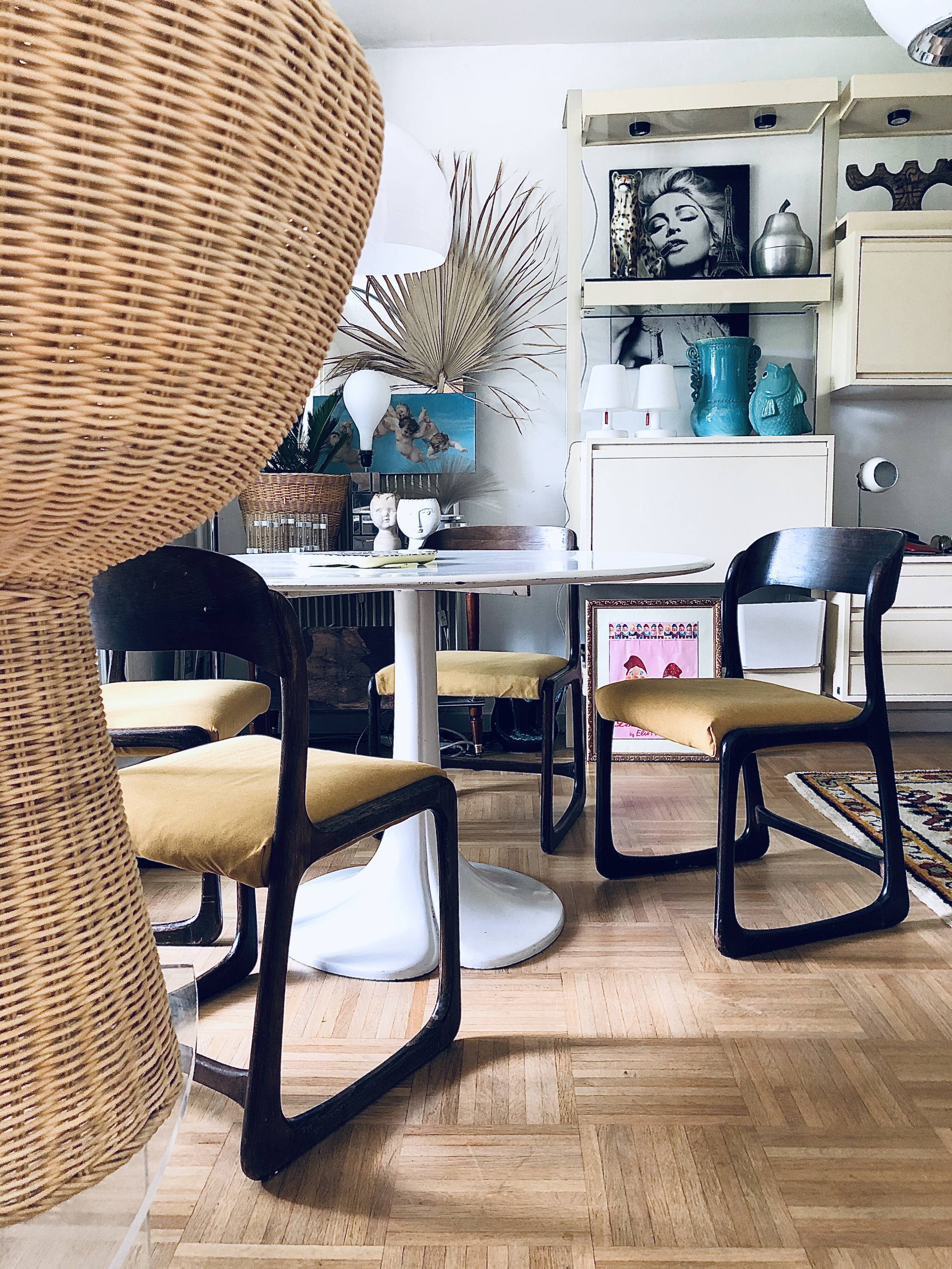 Suite of four Baumann sled chairs