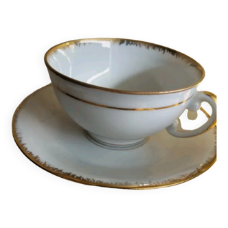 Golden white limoge porcelain cup