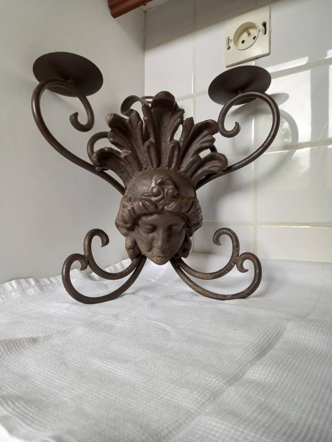Antique piece/wrought iron wall chandelier