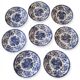 Lot de 8 assiettes Ironstone Tableware CBM bleu & white 1987 décor cottage