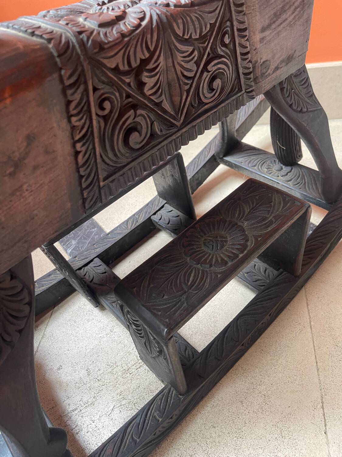 Antique carved wooden rocking horse