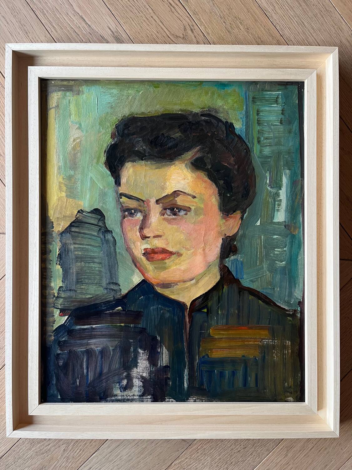 Young worker, oil on paper, mounted on cardboard
