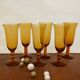 Série de 6 flûtes à champagne en verre ambré