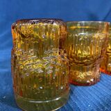 Set of 4 glasses in pressed glass mold vintage geometric shape