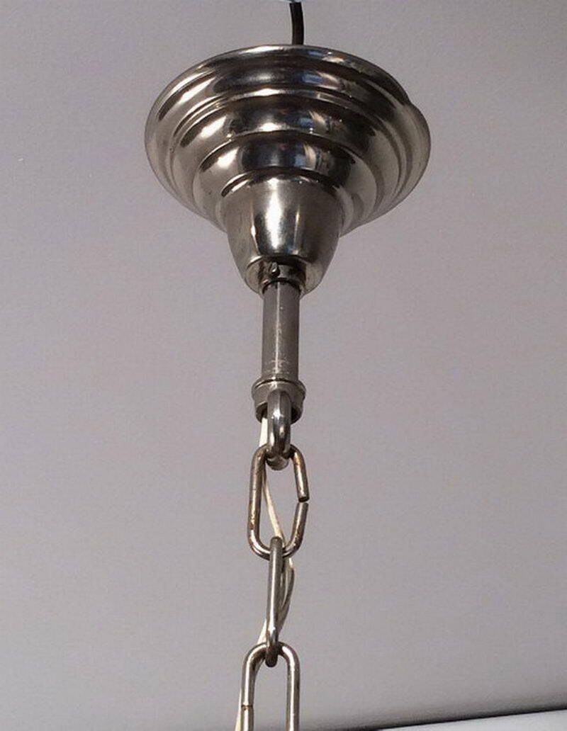 Neoclassical style chandelier in silver-plated metal with 12 lights