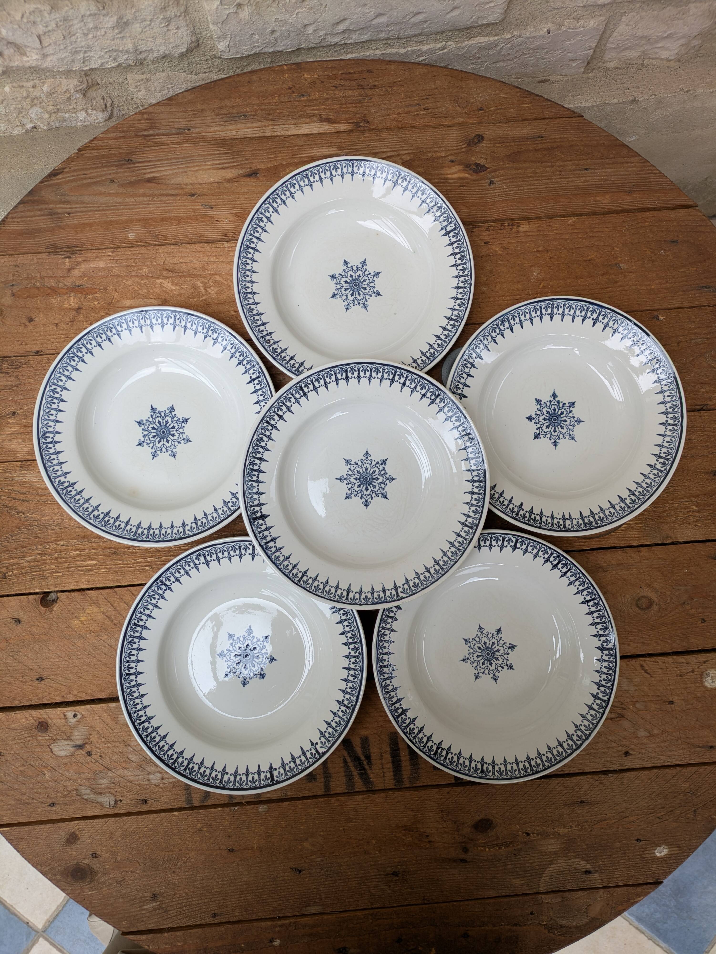 Set of 6 old ceramic soup plates, Primax saint model