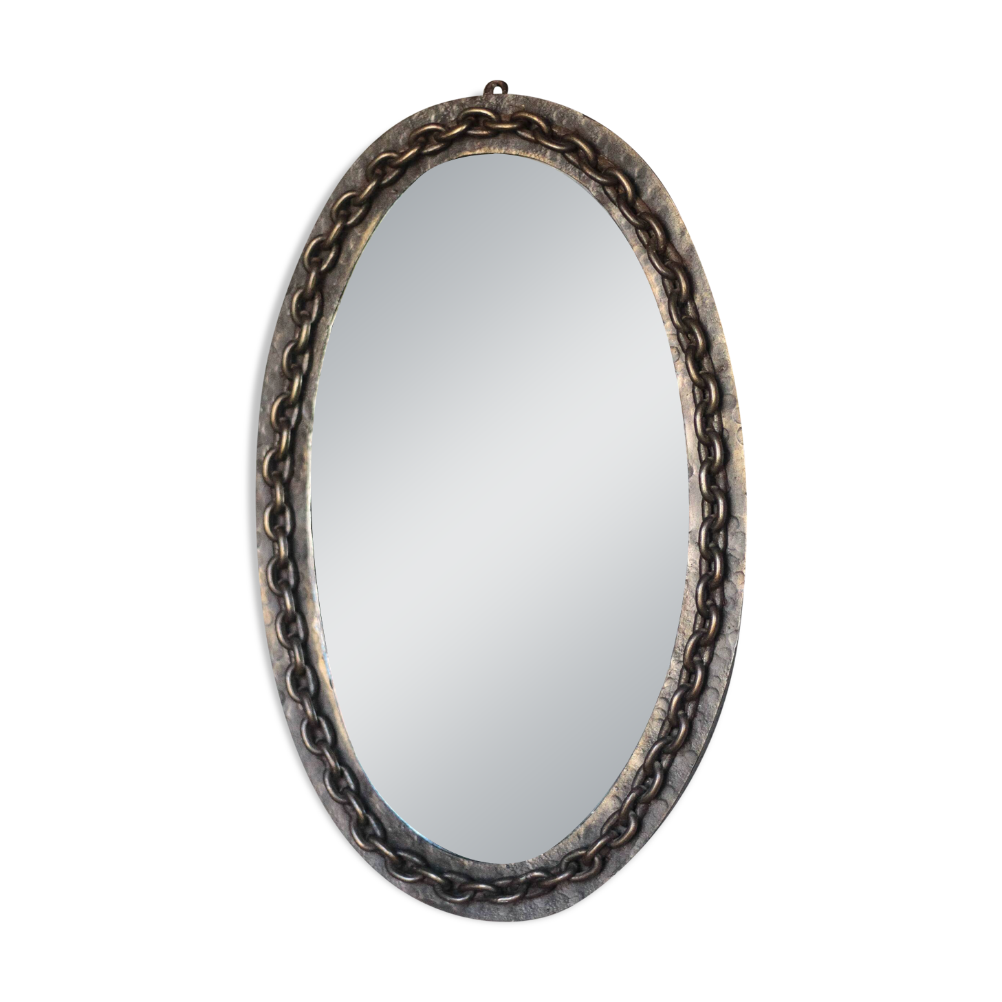 Vintage mirror, wall mirror, oval mirror, wrought iron mirror, brutalist