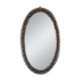 Vintage mirror, wall mirror, oval mirror, wrought iron mirror, brutalist