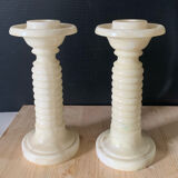 Pair of albatre candle holders