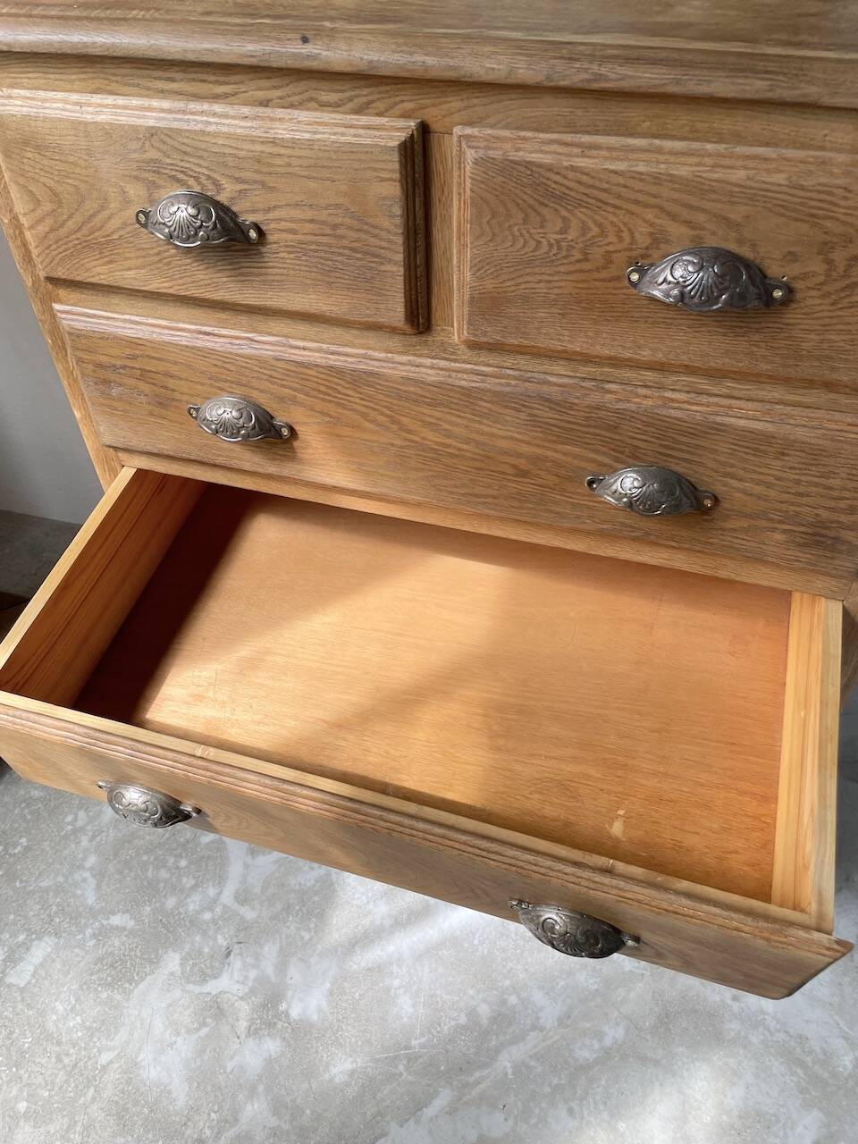 1950 oak chiffonier chest of drawers