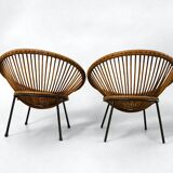 Pair of rattan armchairs, circa 1960-1970