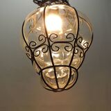 Vintage blown glass lantern suspension in Venetian style, evoking the