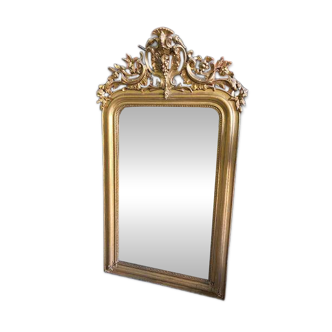 Ancien miroir a fronton dore du xix ème siecle n° 1