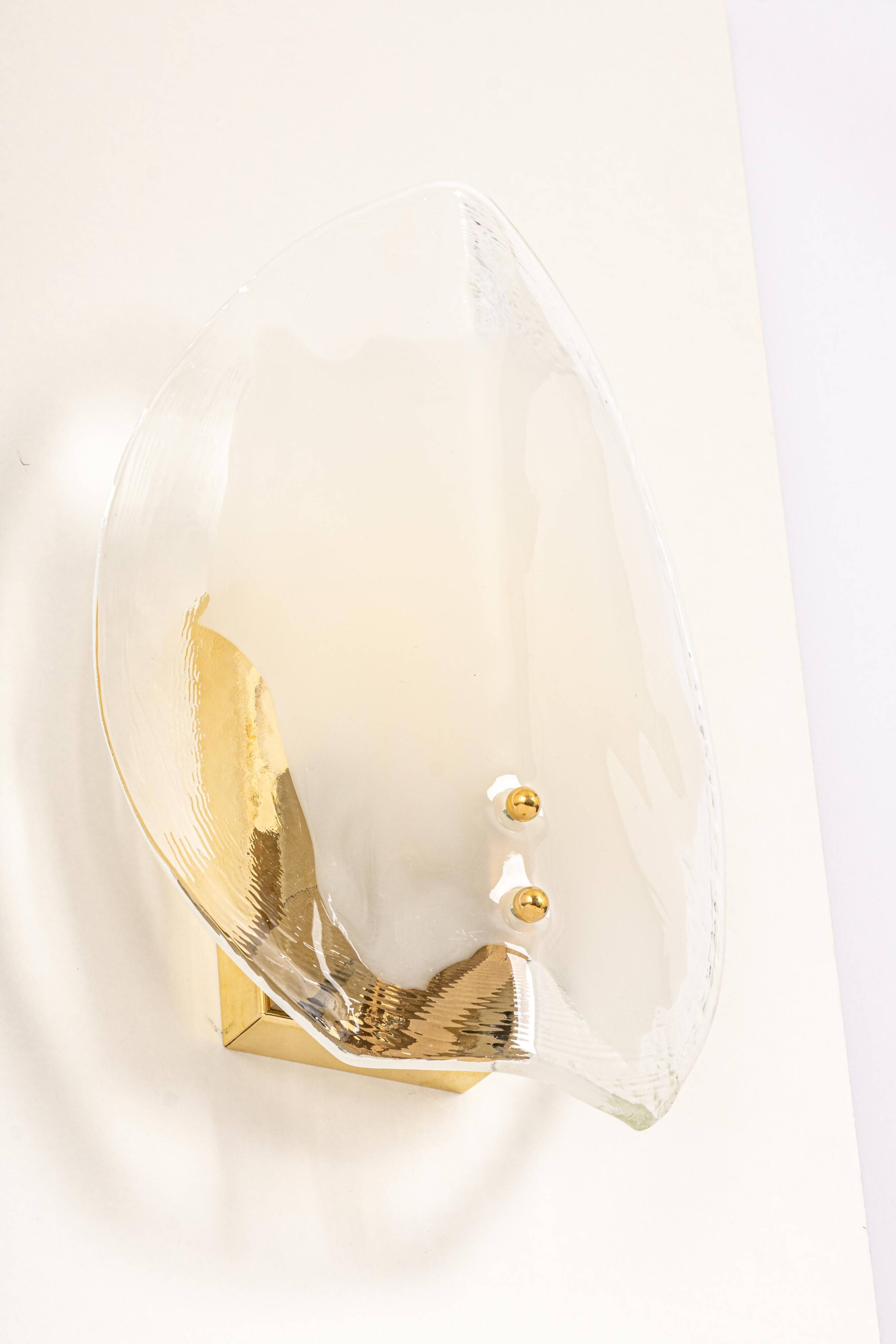 Kalmar wall sconces in brass and Murano glass, Austria, 1970s.