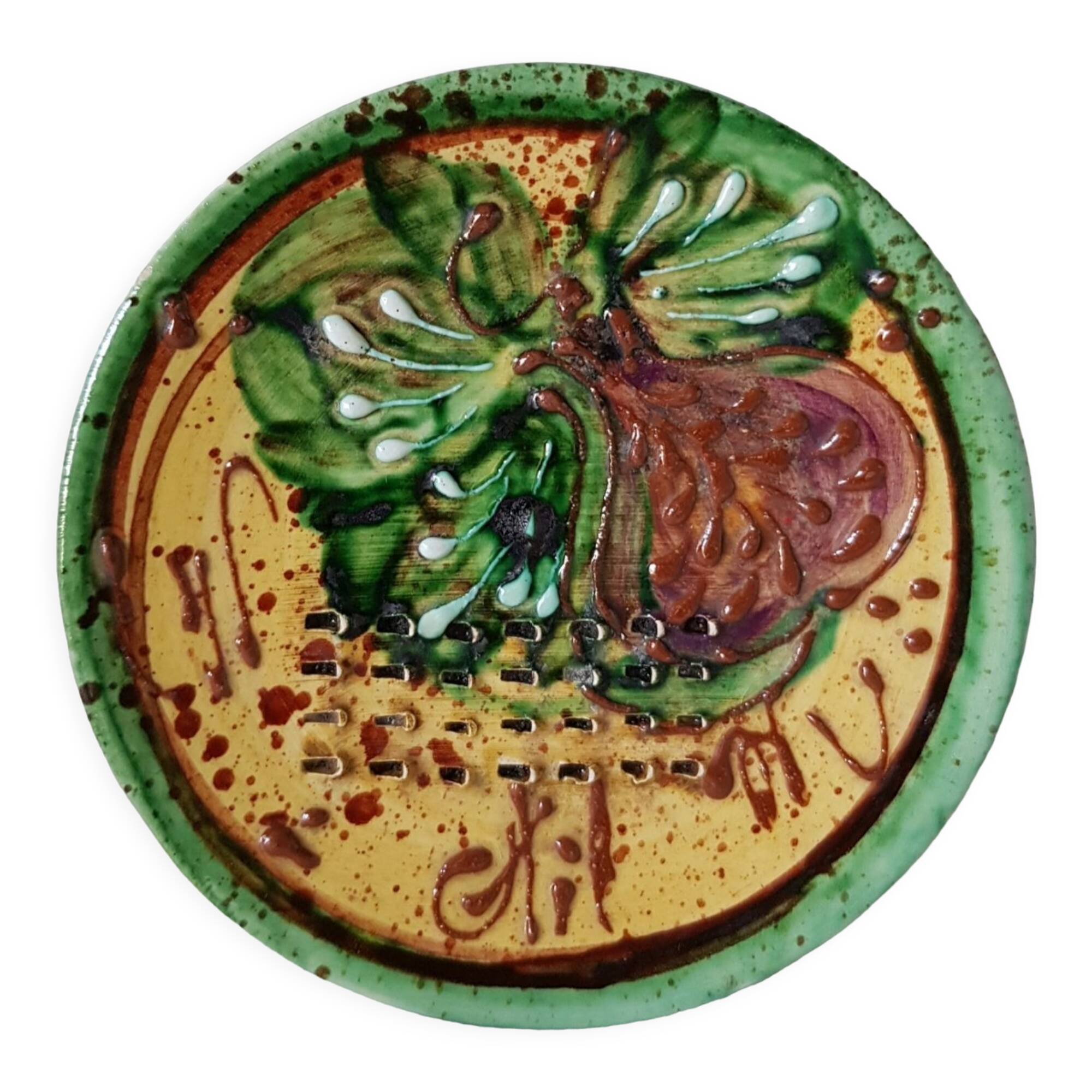 Vallauris ceramic garlic grater plate